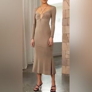 NWT Jason Wu Taupe Long Sleeve Dress, M